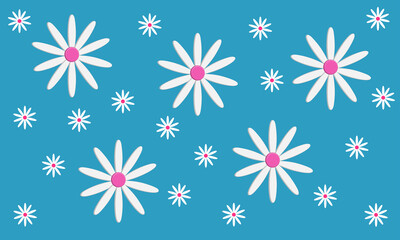 White flower pattern, blue color background, best for your decoration image