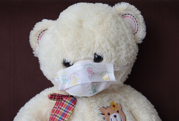 teddy bear wearing surgical mask