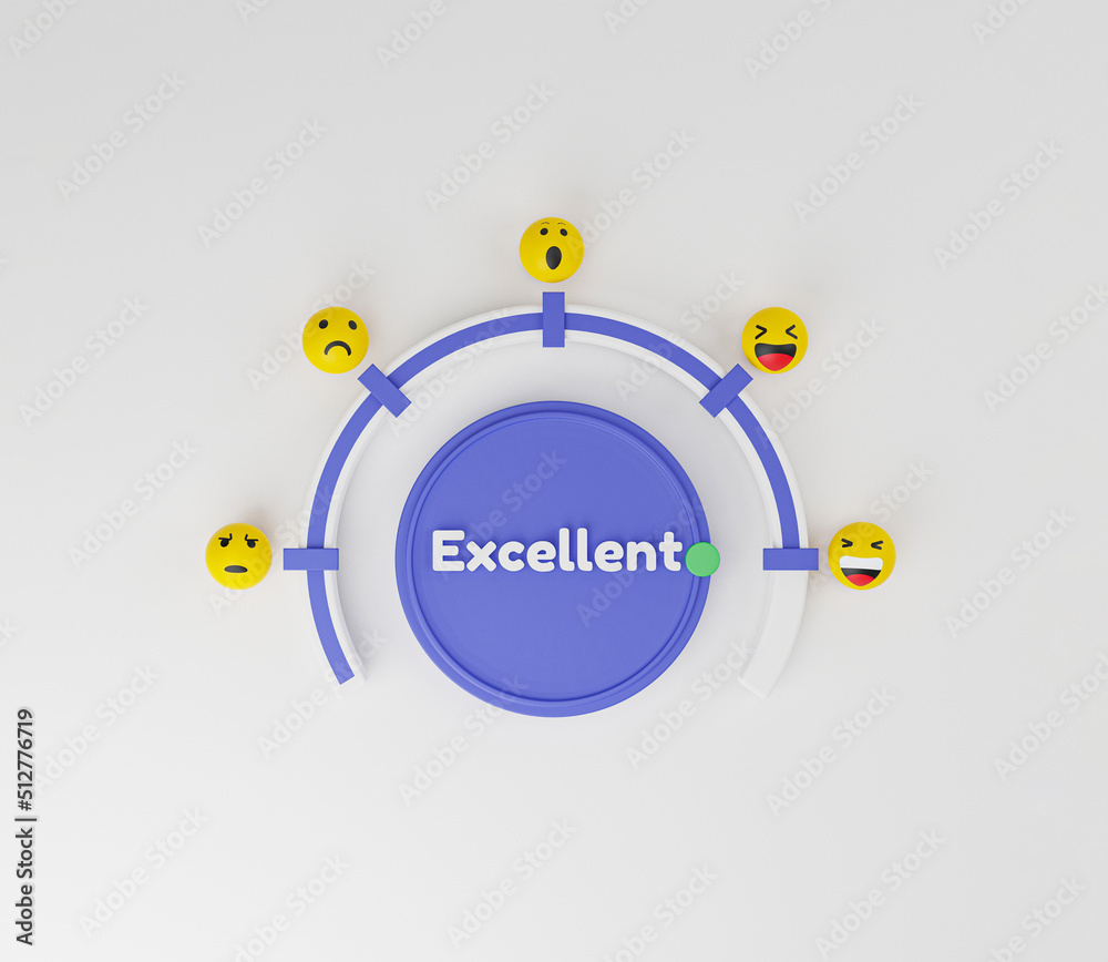 Poster Customer evaluation indicator rating since low to high for client excellent satisfaction after use product and service  concept by 3d render.