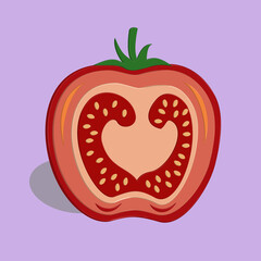 Tomato slice icon cartoon vector illustration, vegetable theme, Solanum lycopersicum