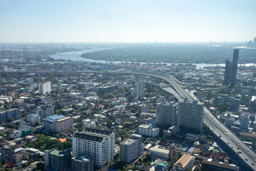 Fototapeta na wymiar city scape from high building tower