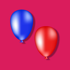 Red and blue realistic ballon vector illustration 