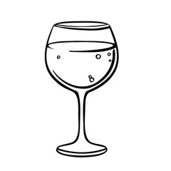 Glass of champagne alcohol with bubbles, sparkling wine illustration vector