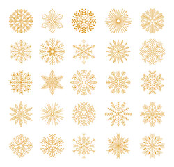 Beautiful set white snowflakes. New year design elements, frozen symbol.