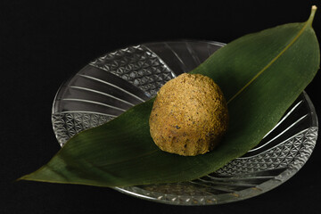 black background Japanese sweets, 和菓子, 団子, おはぎ