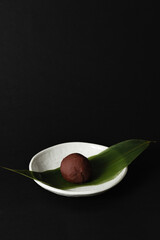 black background Japanese sweets, 和菓子, 団子, おはぎ