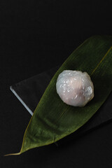 black background Japanese sweets, 和菓子, 団子, 水饅頭