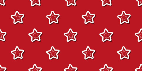 Christmas Background, Banner Design with Seamless Paper Cut Stars Pattern - Vector Template Illustration, Starry Design for Holiday