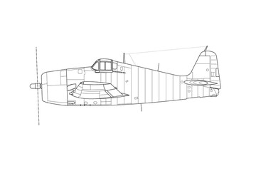 Avión de combate clásico de hélice, caza