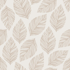 Seamless stylish leaves pattern in light colors