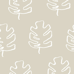 Seamless hand drawn pattern with leaves