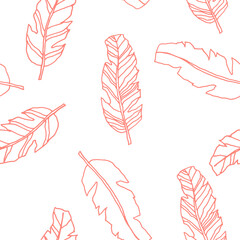 Seamless hand drawn pattern with feathers