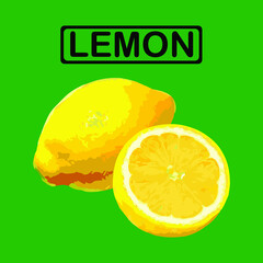 Lemon on a green background. Vector