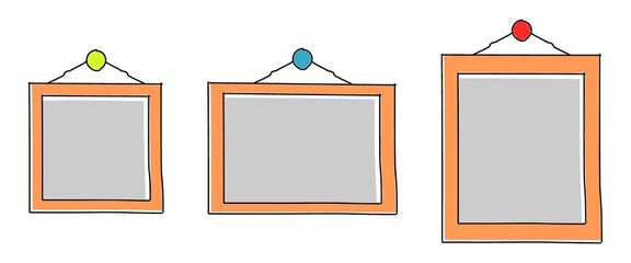 brown hanging picture frame on a white background, wood frame illustration