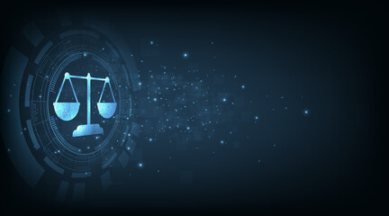 Internet law concept design.Cyber Law as digital legal services Labor law, Lawyer, on Dark Blue blurred background.