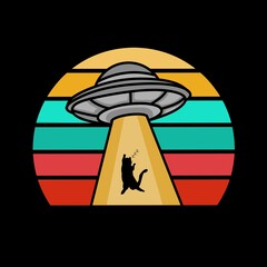 illustration vector ufo stealing cat perfect for symbol,logo,print,etc. © Alif17