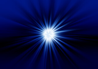 Fototapeta premium Abstract surface of radial blur zoom in dark blue and white tones. Bright blue background with radial, diverging, converging lines. 