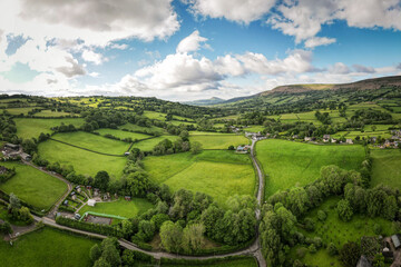 Aerial view beautiful farmland in Herefordshire on the England Wales border- UK 