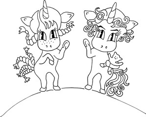 Zwei Einhörner zum Ausmalen