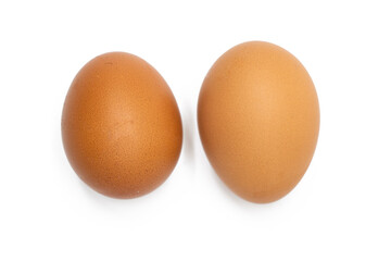 two chicken eggs isolated on white a background