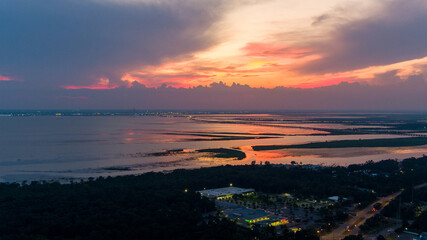 Sunset over Daphne, Alabama and Mobile bay 