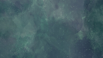Rain on the surface. dark green smoke background, watercolor and paper texture. beautiful dark gradient hand drawn by brush grunge background. watercolor wash aqua painted texture.Background with star