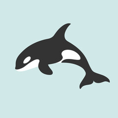 Fototapeta premium Cartoon killer whale. Сute orca print. Vector illustration.
