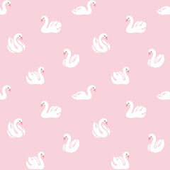 Seamless trendy pattern with swan in boho style. Cute trendy print for nursery, poster, postcard, pattern. © Lili Kudrili