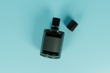 3d rendering perfume bottle mockup on top view