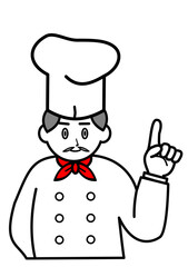 指さしポーズの西洋人シェフ