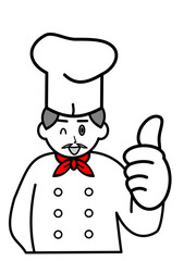 ウィンクするオーケーポーズの西洋人シェフ