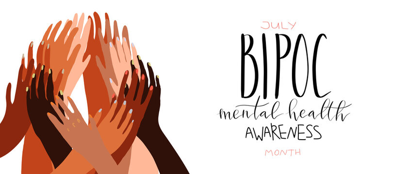 Bipoc Mental Health Awareness Month July Poster With Handwritten Brush Lettering