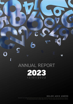 Dark annual report front cover page template with photo