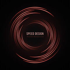Speed shiny lines in circle form. Radial sparkle speed circle. Luminous speed logos. Golden speed lines on black background.