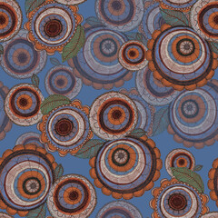 Seamless pattern with colorful circles. Stylized decorative flowers.