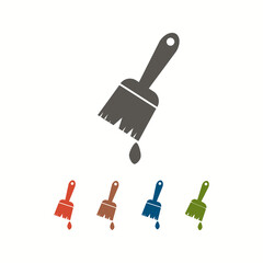 Paint brush flat icon. Brush with drop of paint icon