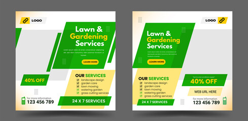 Landscaping and lawn care social media post design