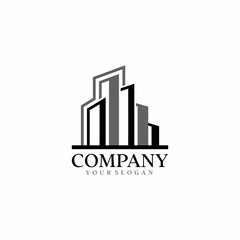 Real Estate Construction Logo design vector template. Commercial office property business center Financial Logotype. Corporate Finance Resort identity icon.