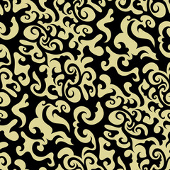 Seamless abstract stained glass pattern of curls on a light background.