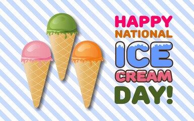 Happy National Ice Cream Day Illustration