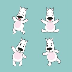 Set with puppies for kids. Dogs print. Cute baby animals. Pets clipart. Vector illustration.