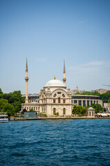 Fototapeta na wymiar The Dolmabahce mosque view from the Bosphorus - Istanbul, Turkey