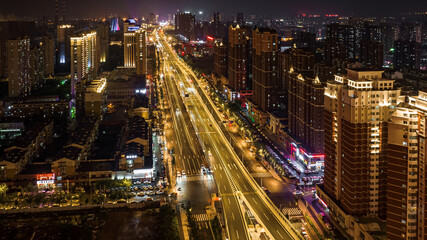 Fototapeta na wymiar Night view of Jilin Road overpass in Changchun, China