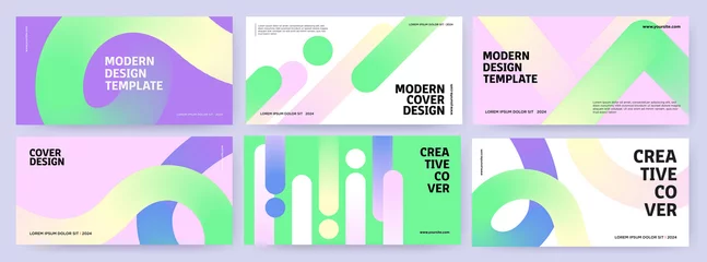 Foto auf Acrylglas Creative covers or horizontal posters  in modern minimal style for corporate identity, branding, social media advertising, promo. Modern layout design template with dynamic fluid gradient lines © Tanya