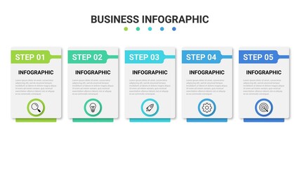 Fototapeta na wymiar Business process infographic template. Thin line design with numbers 5 options or steps. Vector illustration graphic design