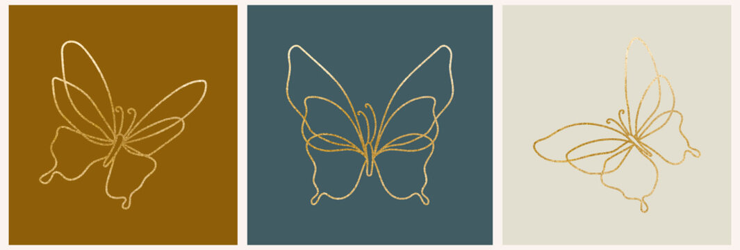Stylized Gold Butterflies Stock Illustration - Download Image Now -  Butterfly - Insect, Gold - Metal, Animal Wing - iStock