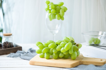 grapes on a wooden table