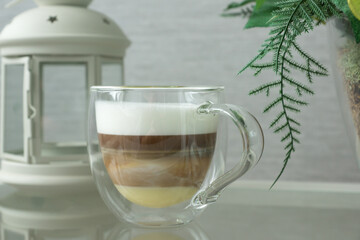 fresh brewed coffee in a glass mug