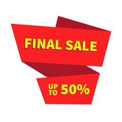 Final sale red icon discount banner isolated on white background.