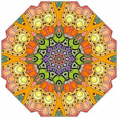 Colorful cute Mandala. Decorative unusual round ornaments.
